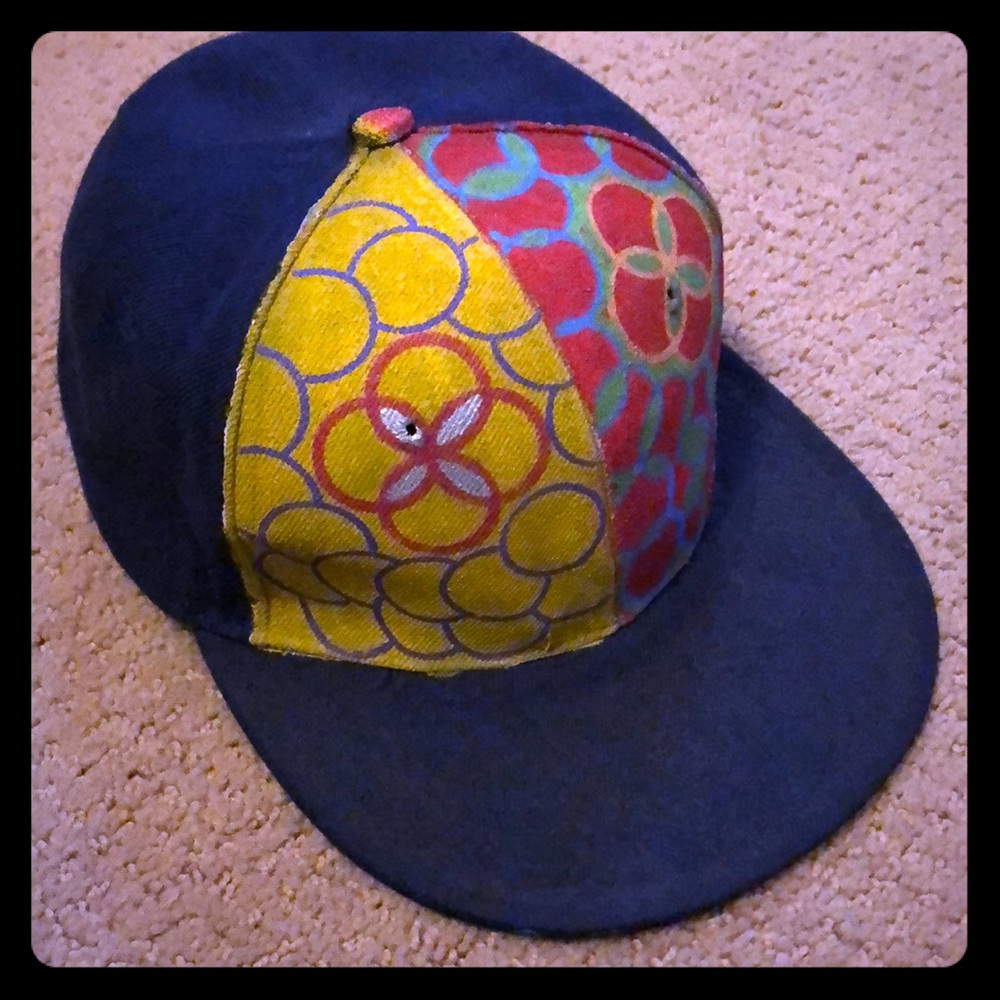 Custom Painted Fitted Hat. Medium- Approx 7 1/4